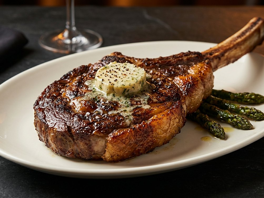 Cowboy ribeye, served whole