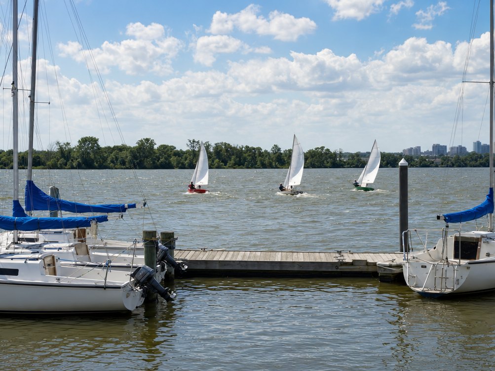 Sailboats on the Potomac at a marina near Alexandria