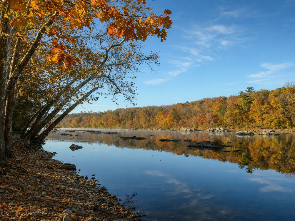 Late-October color along the Potomac at Riverbend Park in Great Falls